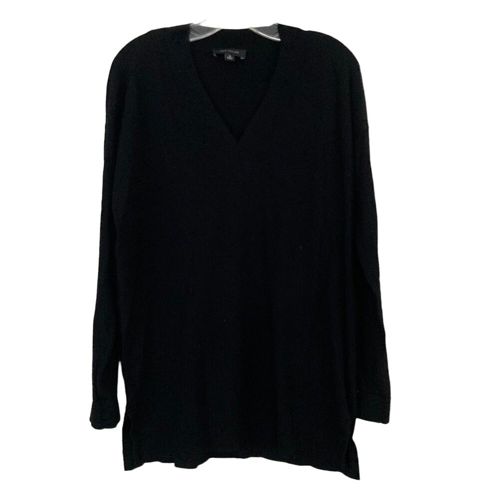 Ann Taylor Black V Neck Long Sleeve Shirt Sz M